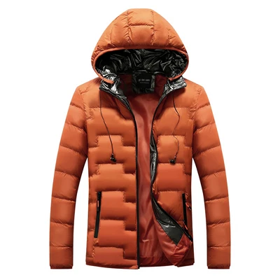 DIMUSI зимняя мужская куртка модная мужская хлопковая теплая парка пальто повседневная мужская верхняя одежда армейские ветровки с капюшоном куртки одежда - Цвет: Orange