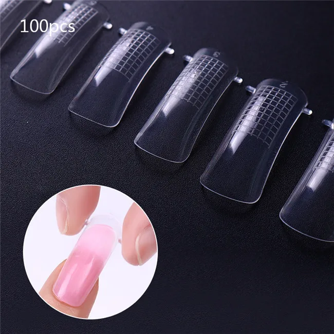 Ur Sugar 20 г акриловый порошок кристалл полимер дизайн ногтей накладные кончики ногти художественный строитель розовый белый для маникюра полимерные инструменты - Цвет: 100pcs nail form
