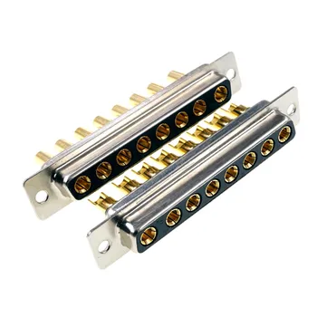 

2pcs D-Sub Connector 30 A 8 Position High Power 8 Pin Combo Receptacle Socket Female Machined 8W8 Gold Panel Mount Wire Solder