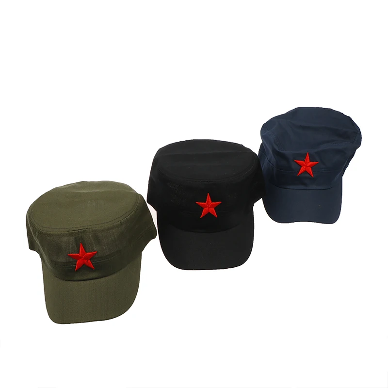 Military Cap For Men Women Red Star  Cotton Vintage Hat Men's Flat  Leisure Captain Cap