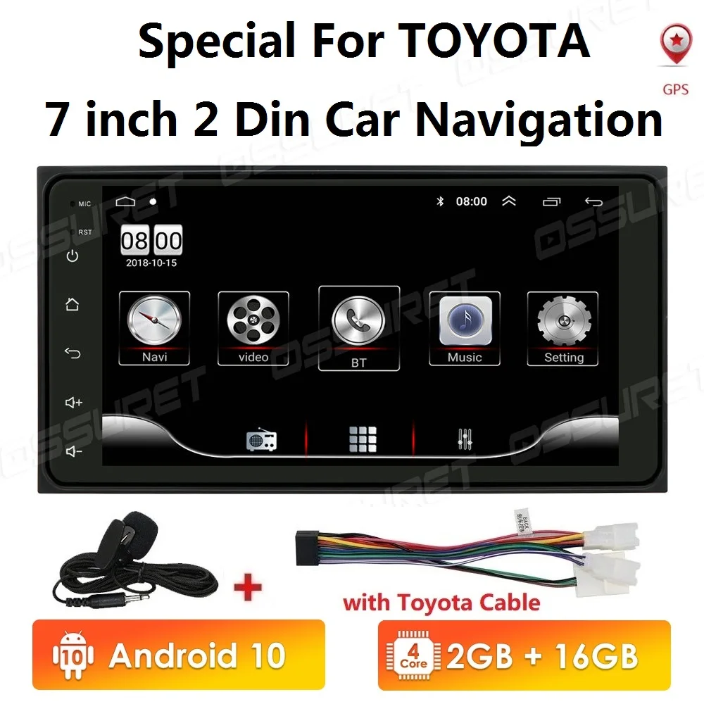2Din Android 10 автомобильный радиоплеер для Toyota RAV 4 2001 2008 Corolla RAV4 Prado Yaris Hilux Terios Vitz Avanza Land
