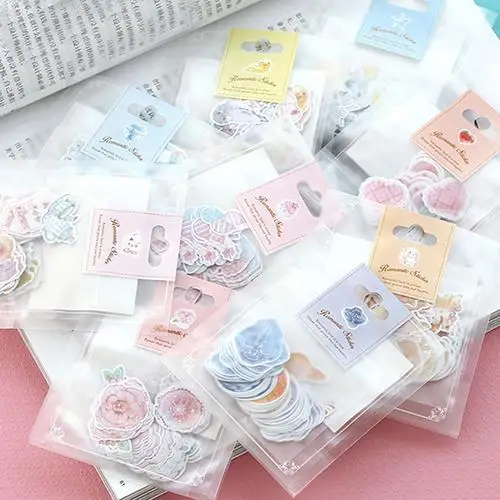 70 pcs/lot 1 bag DIY Cute Kawaii Heart Star Sticky Paper Decorative Adhesive Stickers For Home Decoration Photo Album Diary | Канцтовары