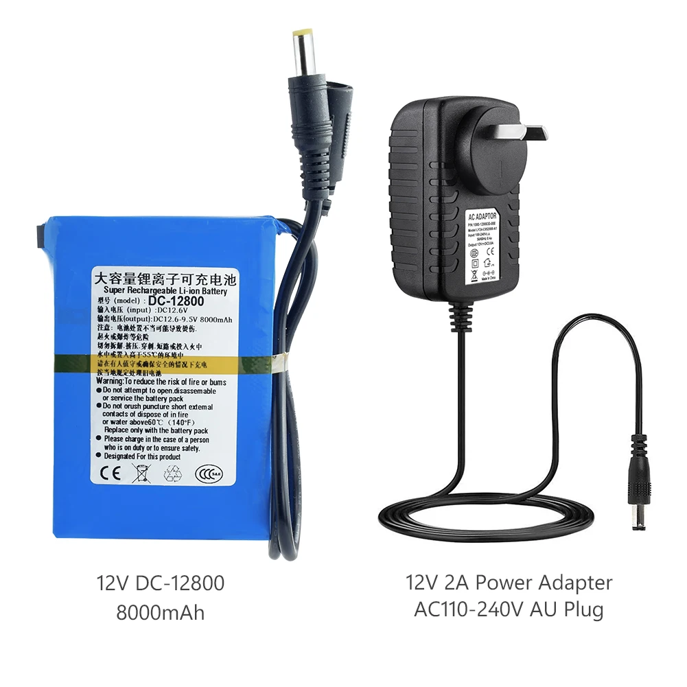 DC 12 V 4800-20000mAh перезаряжаемый литий-ионный аккумулятор блок питания с переключателем AU разъем для камеры видеонаблюдения видеокамеры КПК - Цвет: DC-12800 AU charger