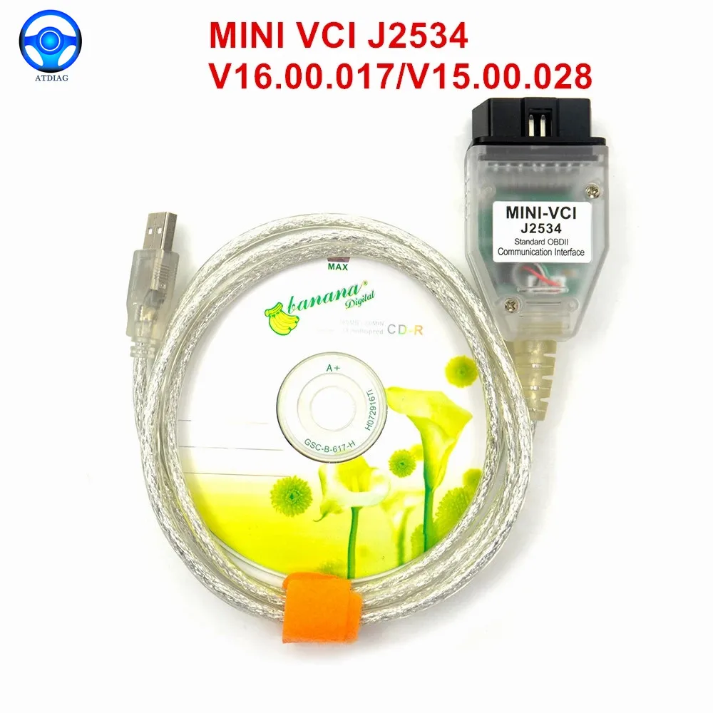 Диагностический кабель V15.00028 V16.00.017 MINI VCI J2534 для автомобилей Toyota OBD Автомобильный