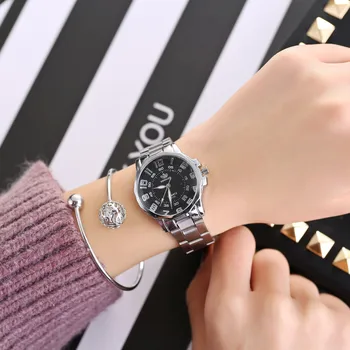 

Fashion Black Dial Watch For Women Stainless Steel Strap Watches Ladies OTOKY Quartz Wrist Watch Male Sport Dress Bracelet Clock