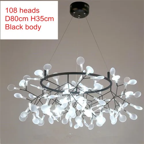 108lights D80cmblack Современный ветка дерева светодиодный подвесной светильник G4 акриловый Светлячок стиль люстры потолочный светильник для гостиной подвесной светильник - Цвет корпуса: 108lights D80cmblack