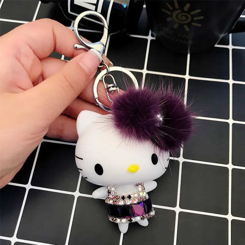Милый брелок hello kitty для ключей женский держатель для ключей аниме Kt Cat Детский брелок-игрушка цепь автомобильный брелок на запястье веревка Подарочная цепочка для ключей - Цвет: Type 5