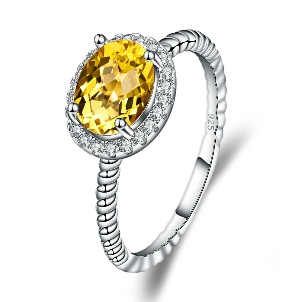 Gem's Ballet 1.30Ct Овальный натуральный цитрин драгоценный камень веревка кольцо для женщин палец кольца 925 пробы серебро ювелирные изделия