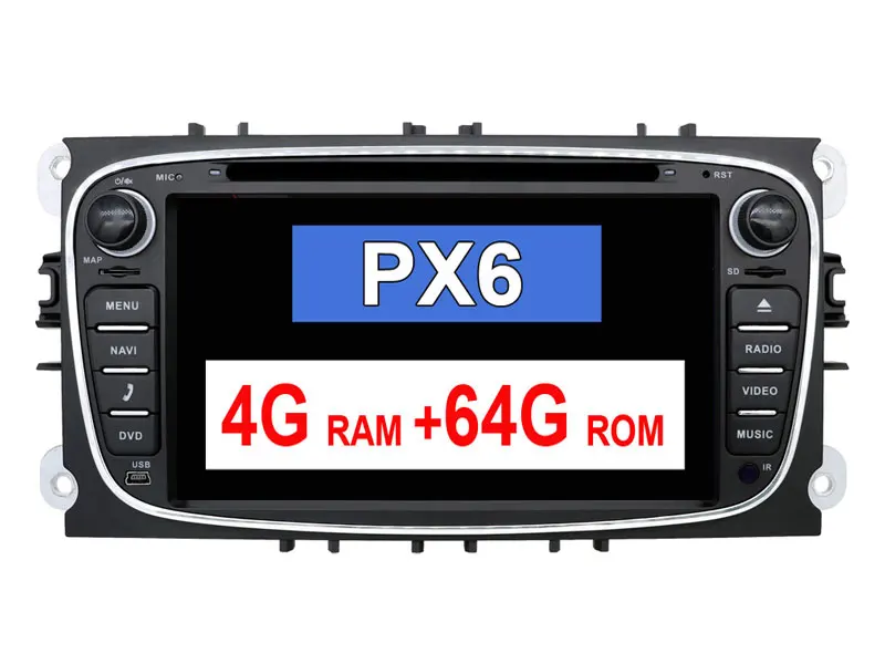 Для Ford 2 din Android 9,0 Автомобильный мультимедийный DVD плеер для Ford Focus Mondeo S-MAX C-MAX Galaxy 4 ГБ, 64 ГБ, радио 2din gps Navi головное устройство - Цвет: Black 4G 64G