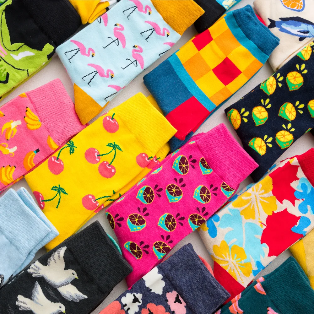 

New happy Mens socks Women Animal socks crocodile flamingo colorful men funny socks Novelty Sock combed cotton Socks Mens big size Crew Socks