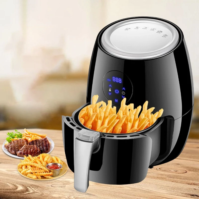  Smart Press Screen Air Fryer Home Oil-Free Degreasing Electric Fries Machine Indoor Grill Black-US  - 4000517368614