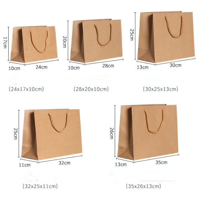 5pcs Kraft Paper Gift Bags With Handles Multi-function High-end Paper Bags For Clothes Shopping Party Gifts Bag Custom Logo