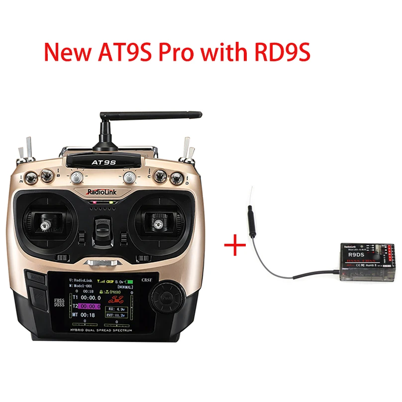 

Radiolink AT9S Pro 10/12CH RC Transmitter with Receiver R9DS 2.4G Radio Controller for Drone Multicopter Helicopter