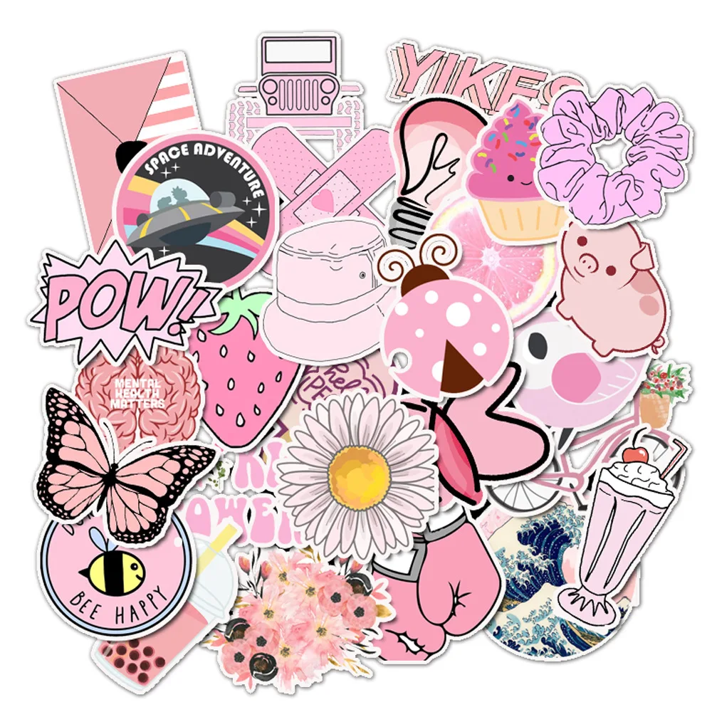 

50PCS girl pink Stickers VSCO hydro flask Sticker book For Luggage Skateboard Laptop Motorcycle Decal waterproof decal