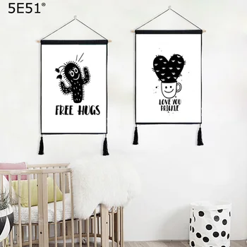 

Modern minimalist INS background wall hanging cactus cotton linen art painting 45*65cm