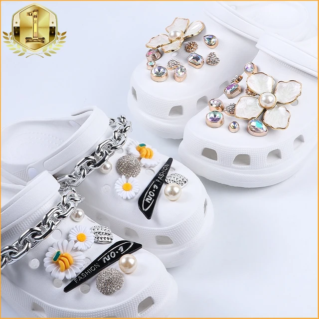 Cute Chain Rhinestone Croc Charms Bling DIY Shoes Decaration Accessories  Jibb for CROC Clogs Buckle Kids Women Girls Gifts - AliExpress