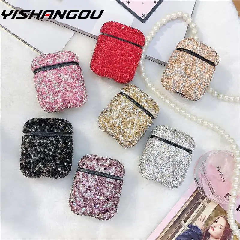 

Luxury 3D Bling Diamonds Hard Case For Apple Airpods 1 2 Protective Wireless Bluetooth Earphone Accessories Cover Charging Box