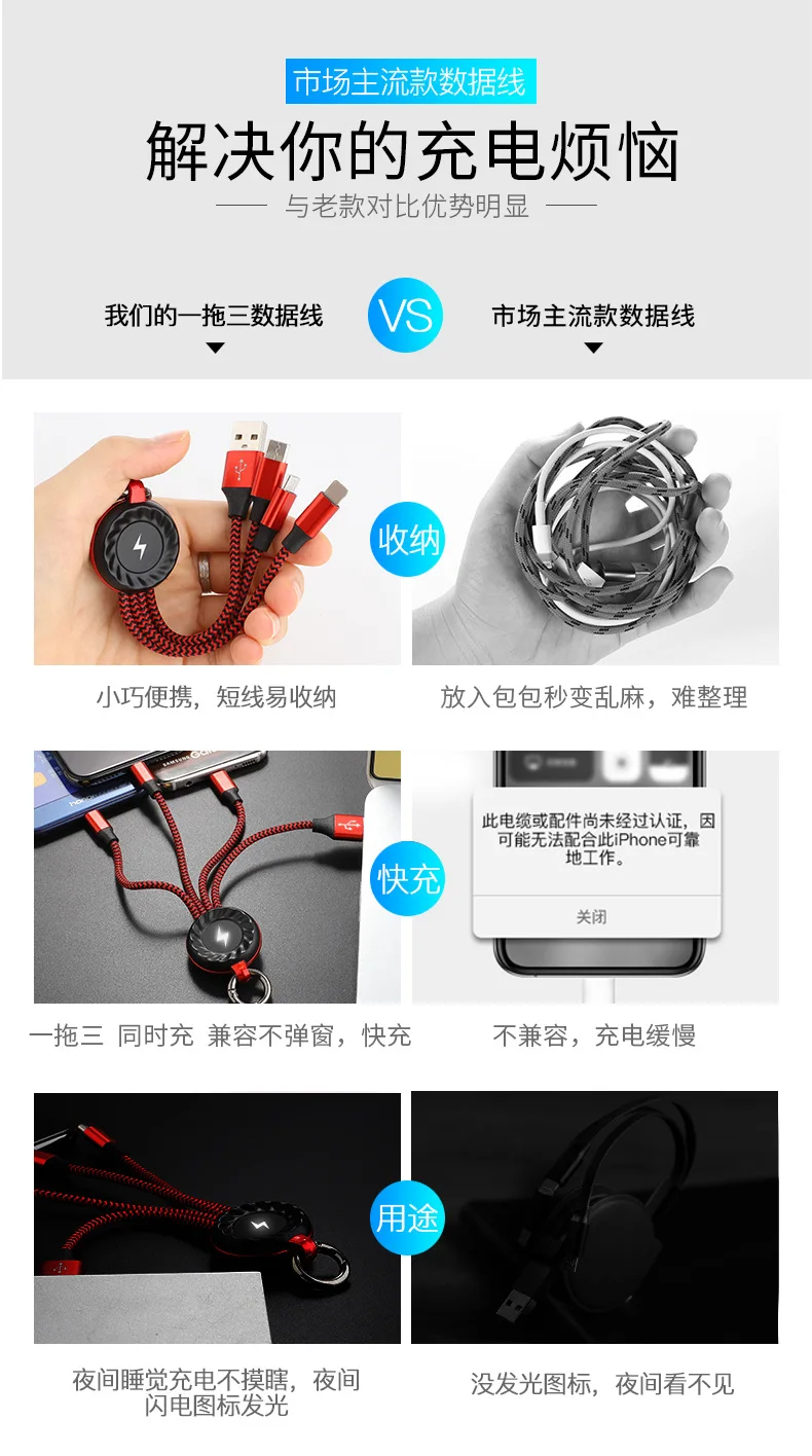 KISSCASE 3 в 1 USB кабель для huawei Xiaomi Micro usb type C кабель зарядного устройства для iPhone 11 7 кабель для зарядки Micro USB шнур зарядного устройства