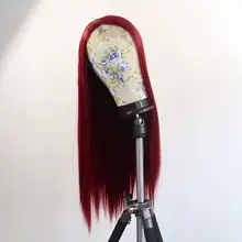 Marquesha, естественный вид, цвет красного вина, синтетический парик на кружеве для женщин, термостойкие волокна, прямые бордовые парики на кружеве