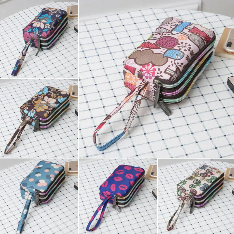 Женский цветочный держатель для ключей тройная молния клатч водонепроницаемый