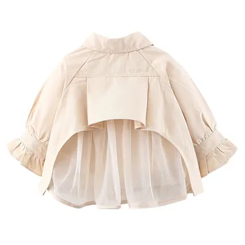 

Baby Girl Clothes Coats Kids Jacket Autumn Children Girls Lapel Round Neck Mesh Outerwear Children Clothes Infant Girls Coat