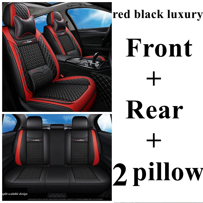 Front+Rear Car Seat Cover for Hyundai Solaris Tucson Elantra Sonata Accent Grand-SantaFe Creta IONIQ IX35 Avante Azero I40 I30 - Название цвета: red black Luxury