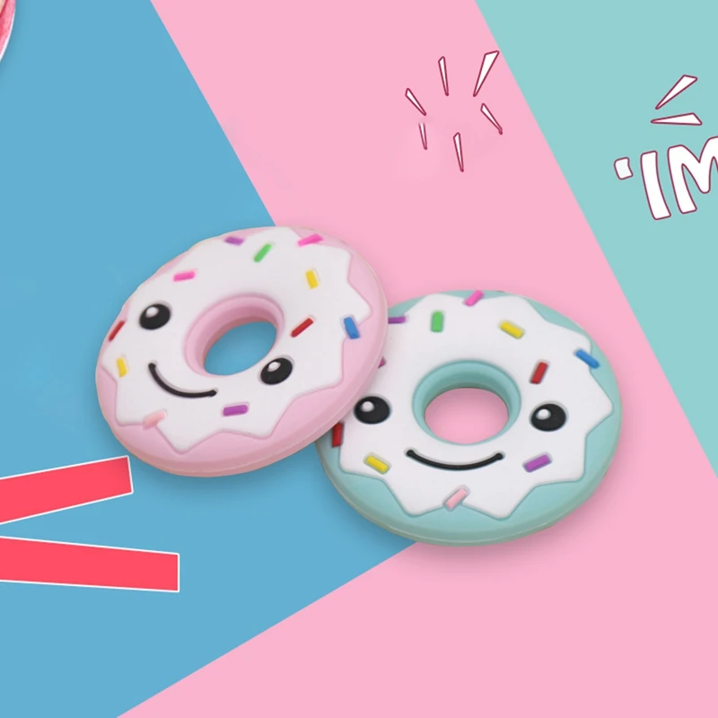New Creative Donut Silicone Teether Baby Gift Food Grade Silicone Teether Toys BPA Free Baby Teething Toy
