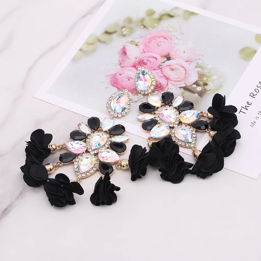 Christmas Earrings Women Rhinestones Pendant India Earrings Women Flower Tassel Earring Fashion Jewelry Gifts