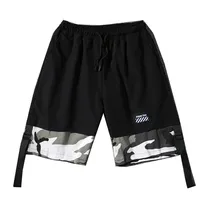 Летние мужские цветные панельные шорты в Корейском стиле-Повседневные Брюки камуфляжные панельные шорты с лентой