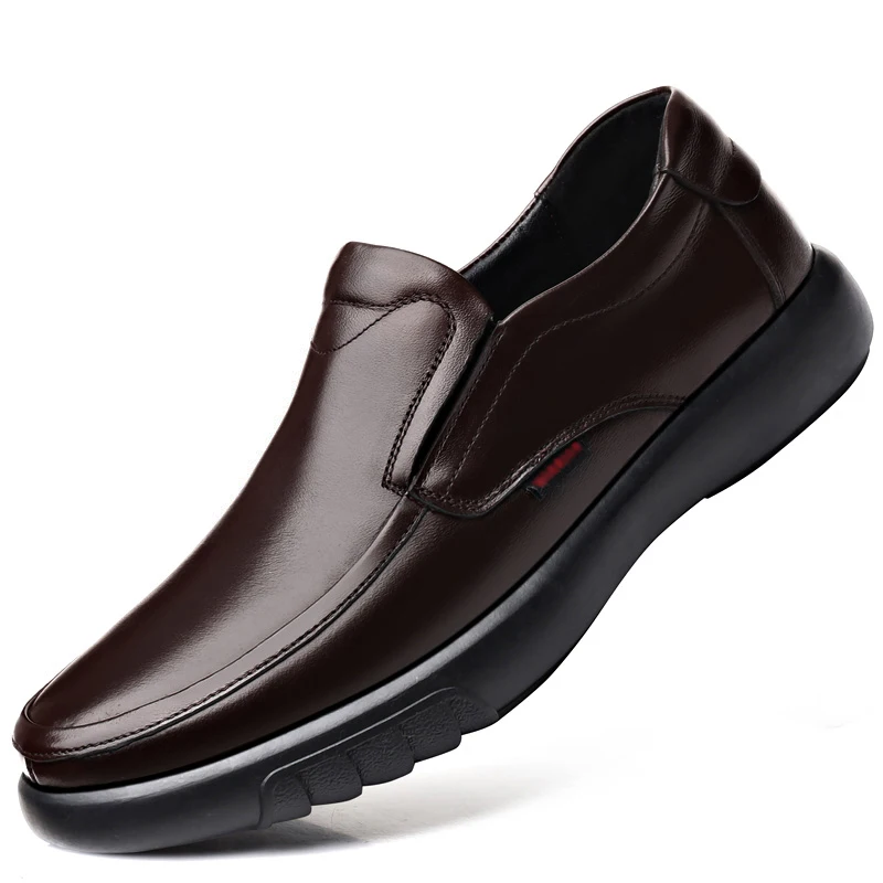 2024 Men's Genuine Leather+Microfiber Leathe shoes 38-47 Soft Anti-slip Rubber Loafers Man Casual Leather Shoes 2