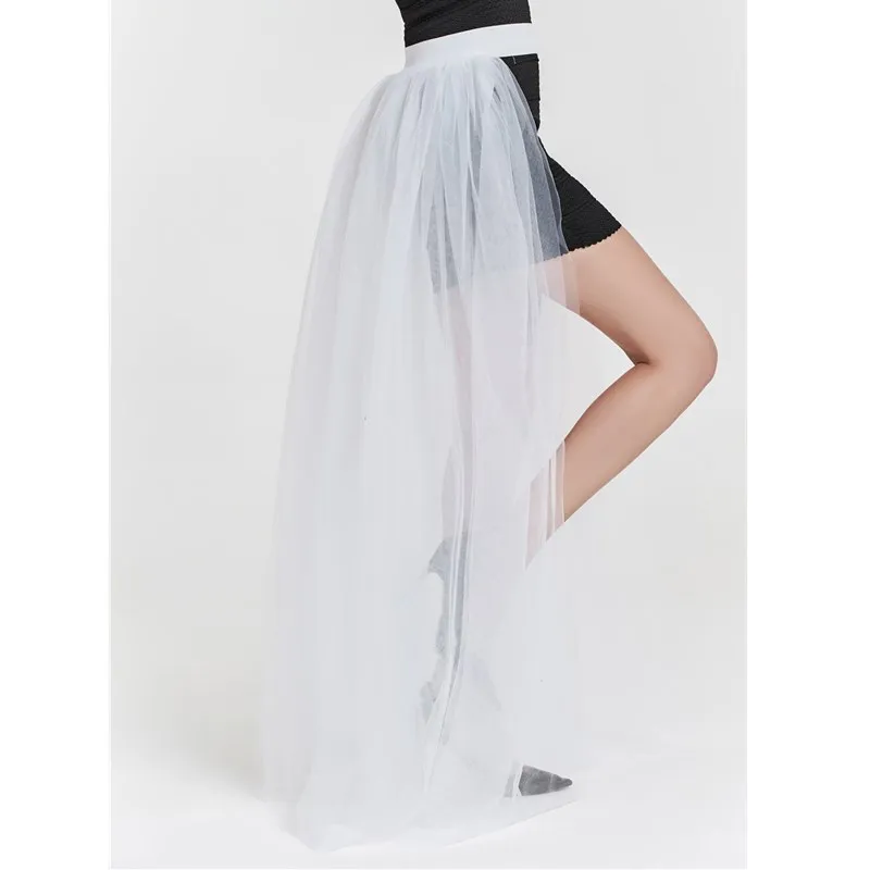Faldas Mujer Moda Women Girl Three Colors Solid Mesh High Waist Floor Length Wedding Ball Gown Long Skirt Maxi Skirt