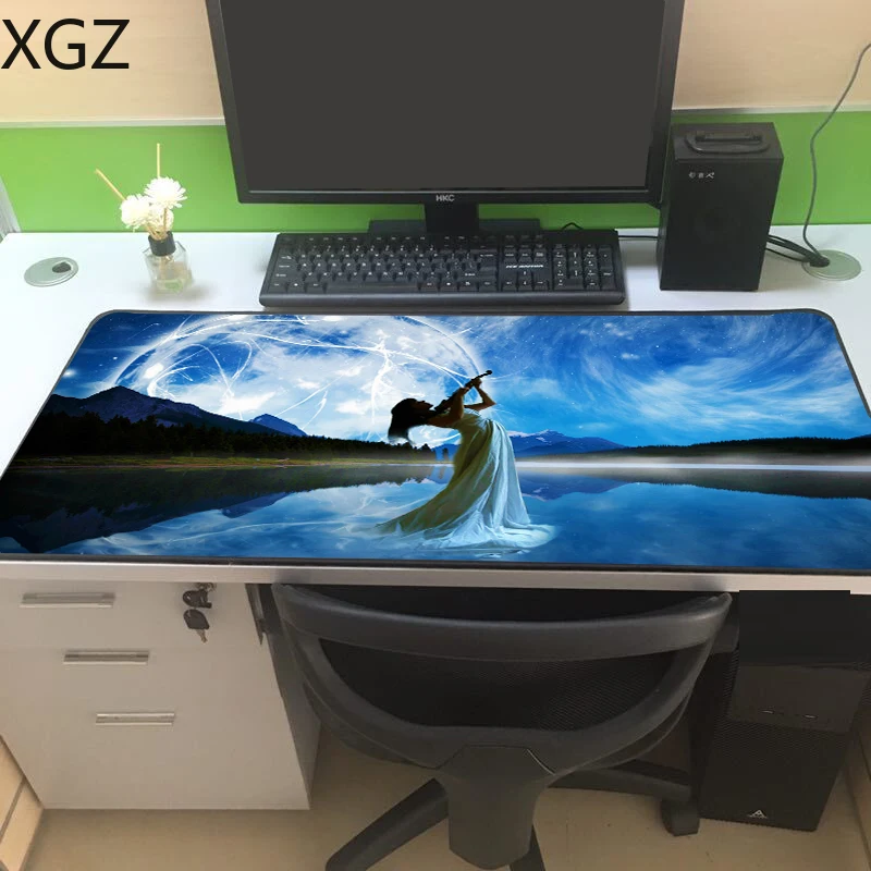 XGZ красивый звездное небо гитара девушка большой коврик для ноутбука коврик для игры настольная поверхность Csgo DOTA 2