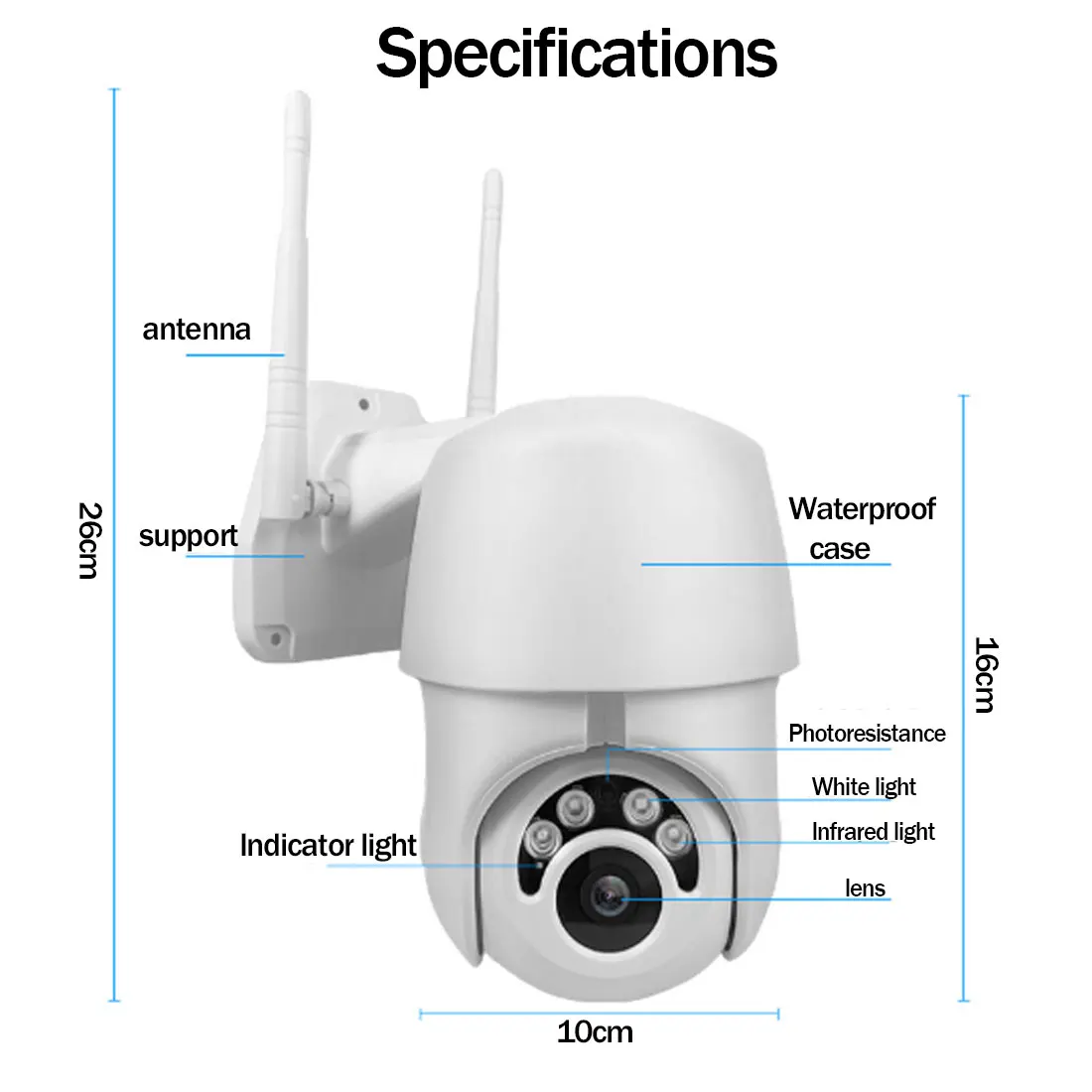 2MP IP камера 1080P HD Беспроводная сетевая камера 3,6 мм IR скоростная купольная камера наружная Wi-Fi камера видеонаблюдения PTZ контроль