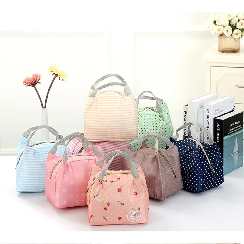 Сумка для обеда изолированный чехол пикника в холодную полоску термо