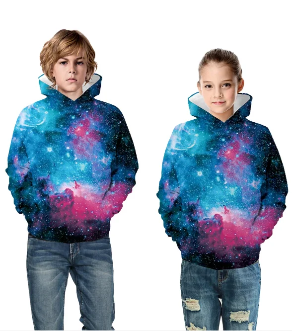 От 3 до 12 лет худи с 3D-принтом неба для мальчиков Осенняя толстовка с капюшоном для подростков; детская одежда для мальчиков пуловер с длинными рукавами; топы