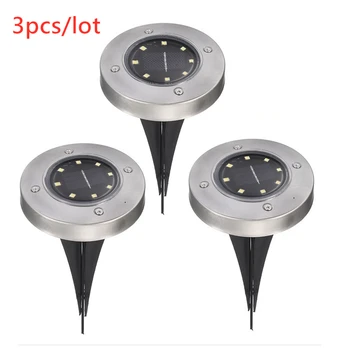 

3pcs Solar Powered Ground Light outdoor Waterproof Garden Pathway Deck Lights With 8 LED Lamp for Home Yard Driveway Lawn Road