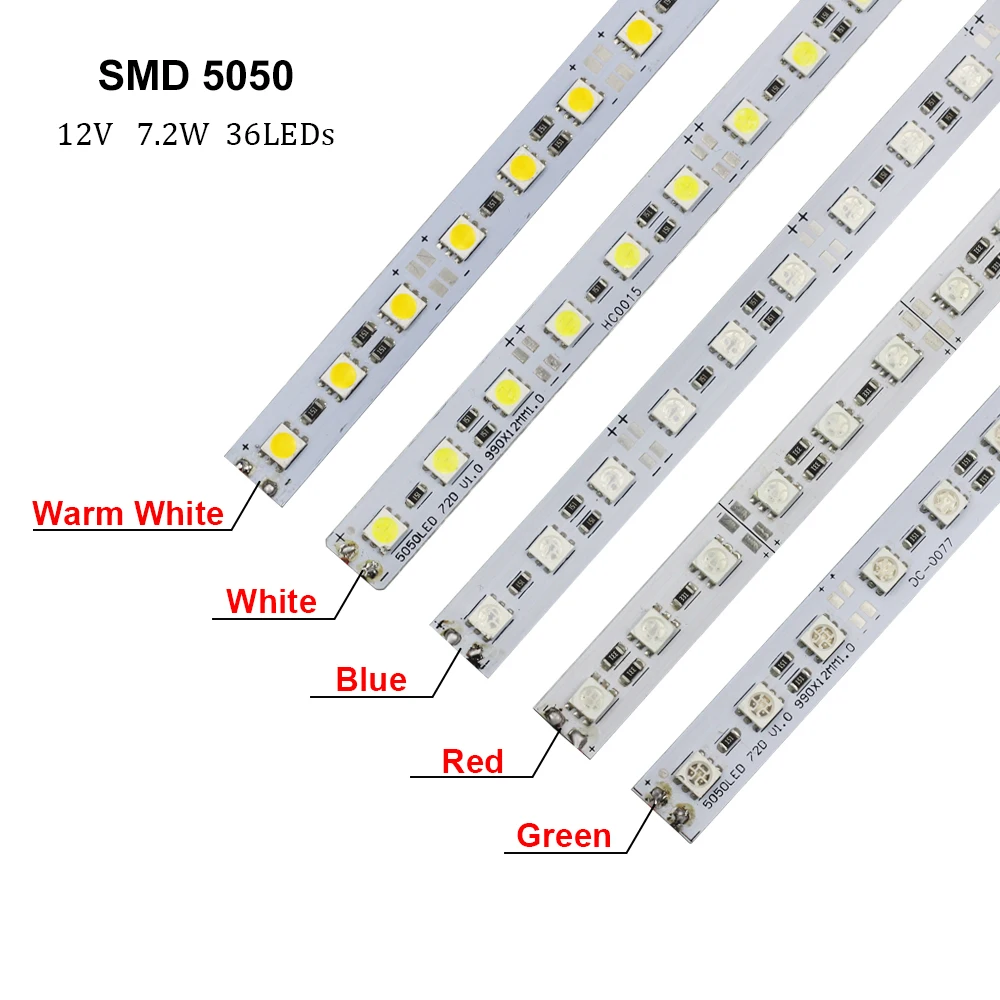 10 шт./лот 50 см светодиодный бар светильник SMD 8520 7020 5730 5050 2835 DC12V светодиодный жесткой полосы белый теплый холодный RGB под шкаф Кухня - Испускаемый цвет: 5050 SMD