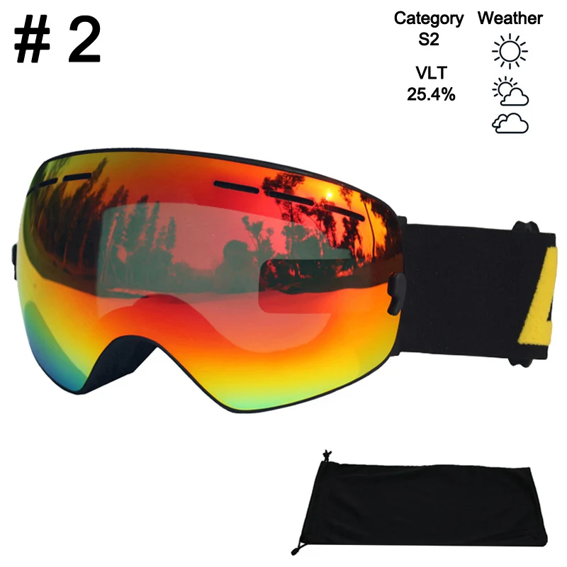 LOCLE лыжные очки двухслойные UV400 Анти-Туман Лыжные очки Снег Катание на лыжах Сноуборд мотокросс очки Лыжные маски или очки - Цвет: Color 2 Glasses