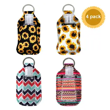 

4Pack Portable Travel Hand Sanitizer Gel Holder with Keychain Refillable Soap Dispenser Disinfectant Gel Keychain Holder