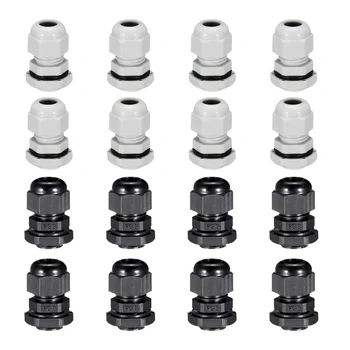 

uxcell 14Pcs PG21 Cable Gland Waterproof Plastic Joint Adjustable Locknut White,Black for 16mm-21mm Dia Cable PG9 16pcs