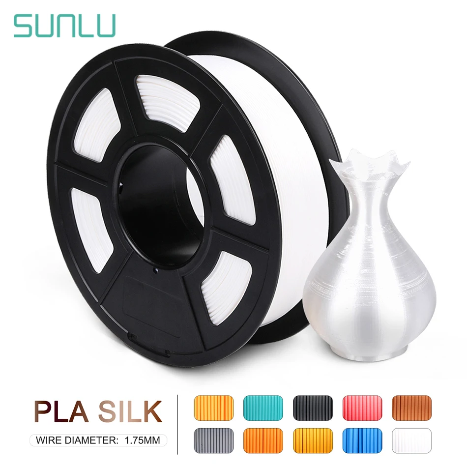 SUNLU SILK Filament 1.75MM 1KG Close To SILK Texture No Bubble Non-Toxic Eco-Friendly Biodegradable Odorless For FDM 3D Printers sunlu 2rolls wood 3d filament 1 75mm 1kg wood fiber solid texture more than color effect non toxic eco friendly low shrinkage