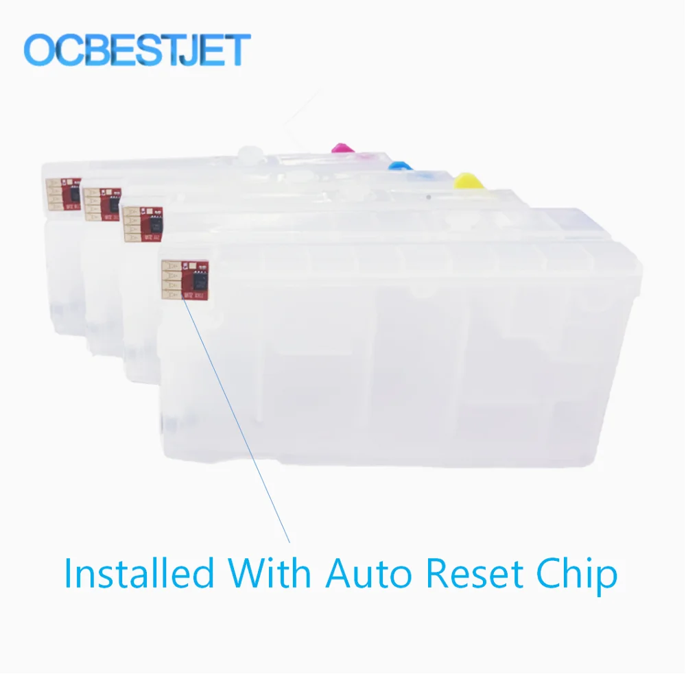 4 Colors Empty Refillable Ink Cartridges for HP DesignJet T120 T520 Inkjet Printer