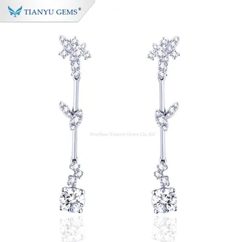 

Tianyu gems fancy design white gold jewel girls long earring for party