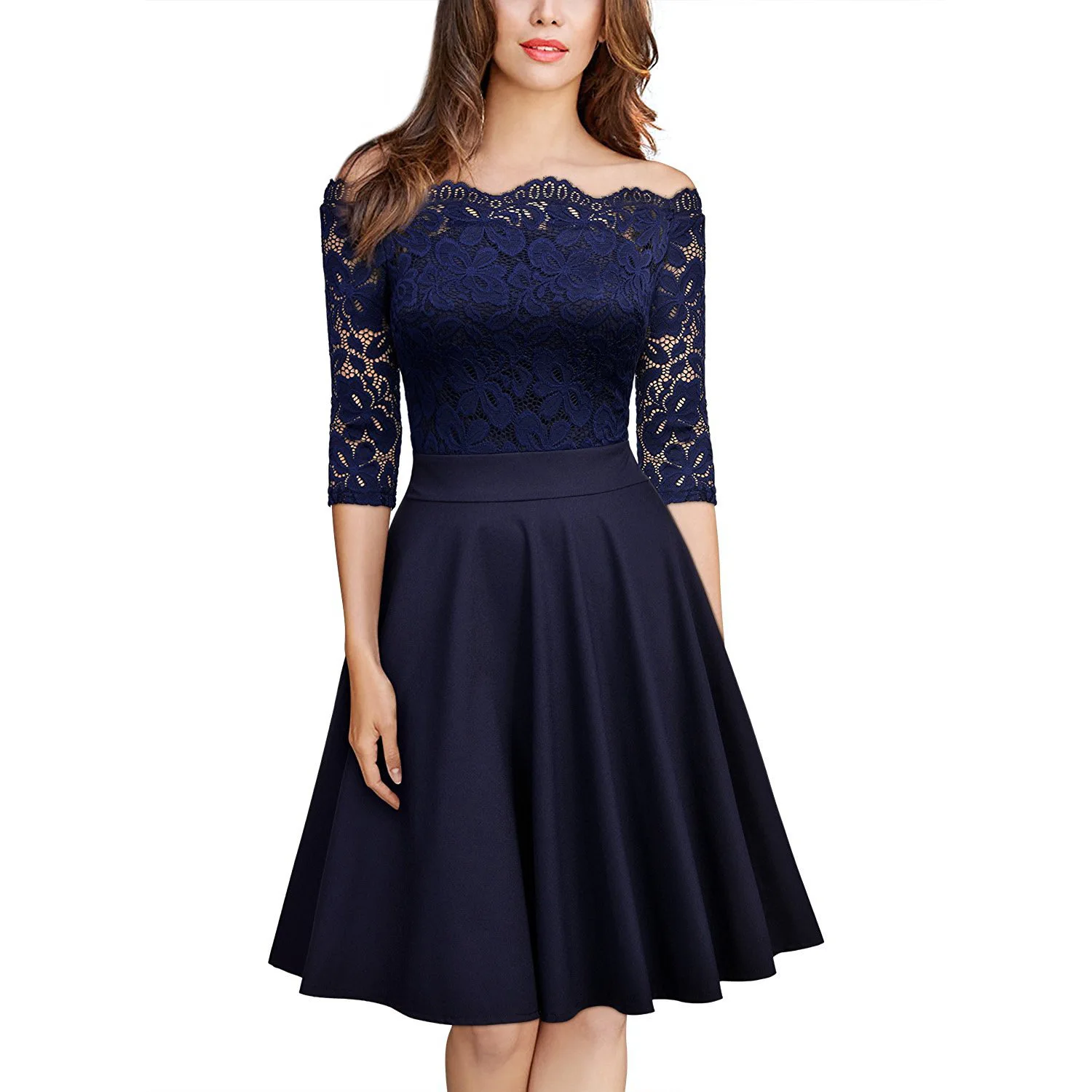 

OWLPRINCESS Pure color word posed the dress in the shoulder sleeve cultivate one's morality
