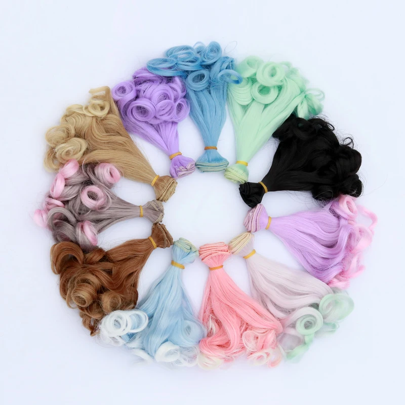 Envío gratis de pelo de muñeca resistente al calor de 15 centímetros de alta temperatura parágrafo 1/3 1/4 1/6 BJD pelucas rizadas de muñeca d|Bonecas| -
