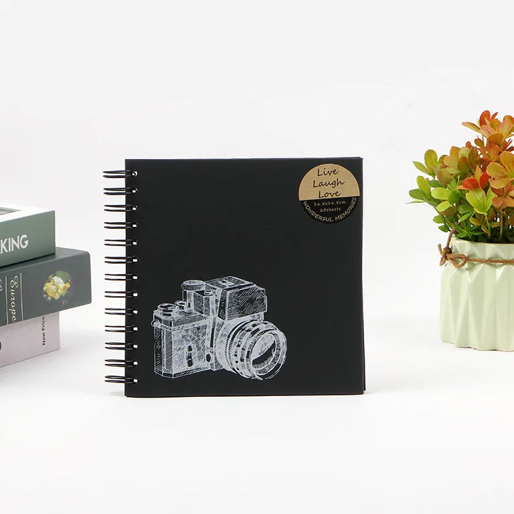 Kraftpaper/Black Paperboard Screen Printing Camera DIY Album Cool Special Paper Cover Photo Album Scrapbook Graduation Album