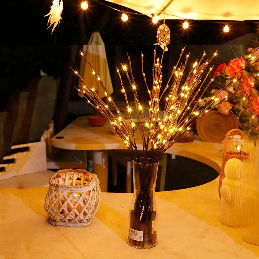 Luz para Casa Iluminado Flores Ramo Luz Artificial Phalaenopsis Salgueiro Decoração Romântica 20leds 73cm 18 Lâmpadas com 20leds 73cm, luz artificial de