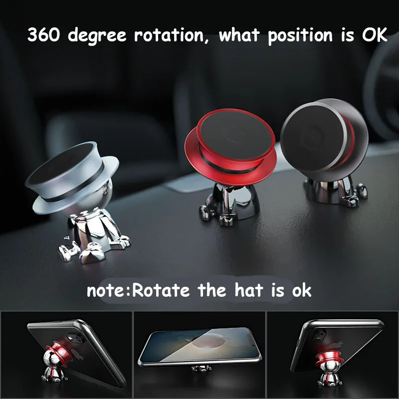 Universal Hat Phone Car Phone Holder Stander Gentleman Villain 360 Rotate Car