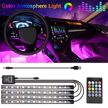 48 Led Auto/Home Interior Decor Neon Sfeer Usb Licht Strip SMD5050 Auto Led Licht Riem Muziek Controle Kleur auto Goederen 48 Led Auto/Home Interior Decor Neon Sfeer Usb Licht Strip SMD5050 Auto Led Licht Riem Muziek Controle Kleur auto Goederen