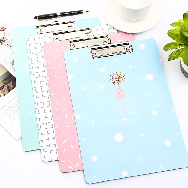 A4 Cute Paper Clipboard Wood Document Folder Pad for Office Supplies Kawaii Writting Exam Clip Board Stationery for School